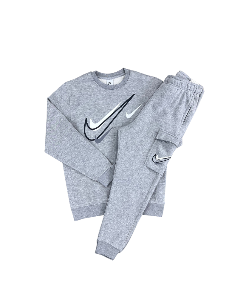 Swoosh grey tracksuit sale