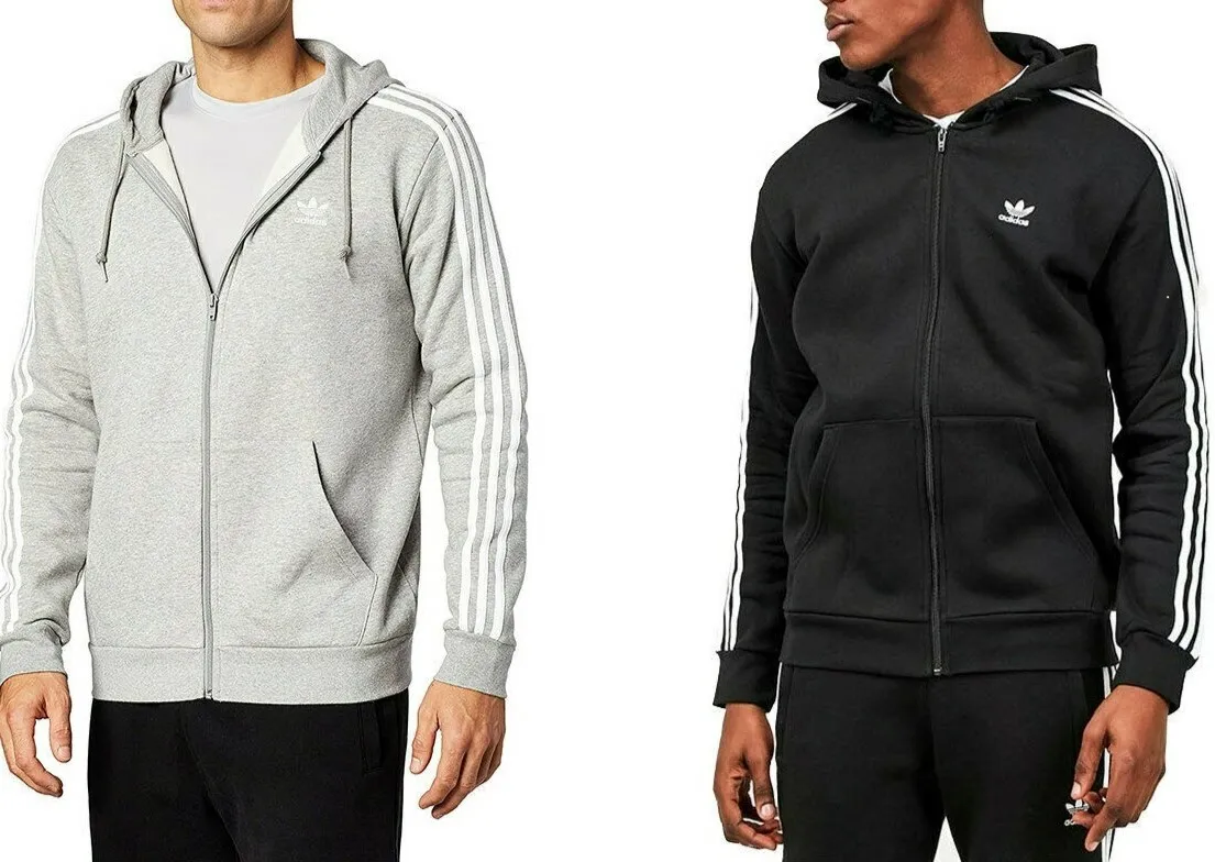 Adidas Men's 3-Stripe Hoodie -Black & Grey