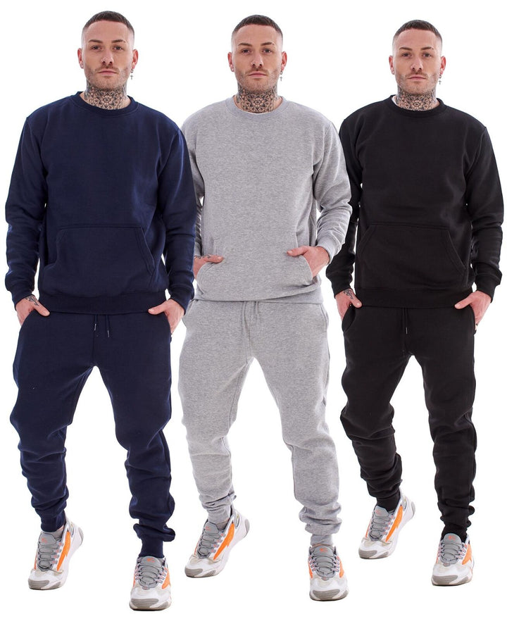 ID Mens Crewneck Tracksuit With Kangaroo Pockets- 3 Colours