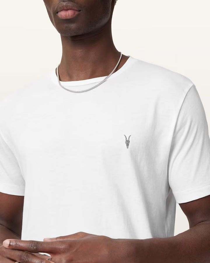 Allsaints T-Shirt Mens White Tonic Crew Neck Slim Ramskull
