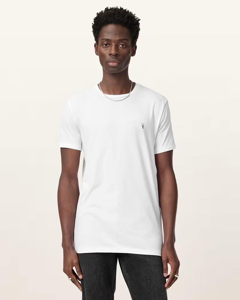 Allsaints T-Shirt Mens White Tonic Crew Neck Slim Ramskull