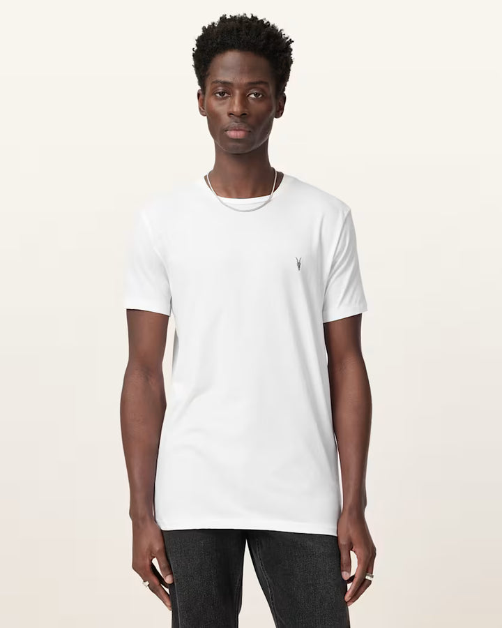 Allsaints T-Shirt Mens White Tonic Crew Neck Slim Ramskull