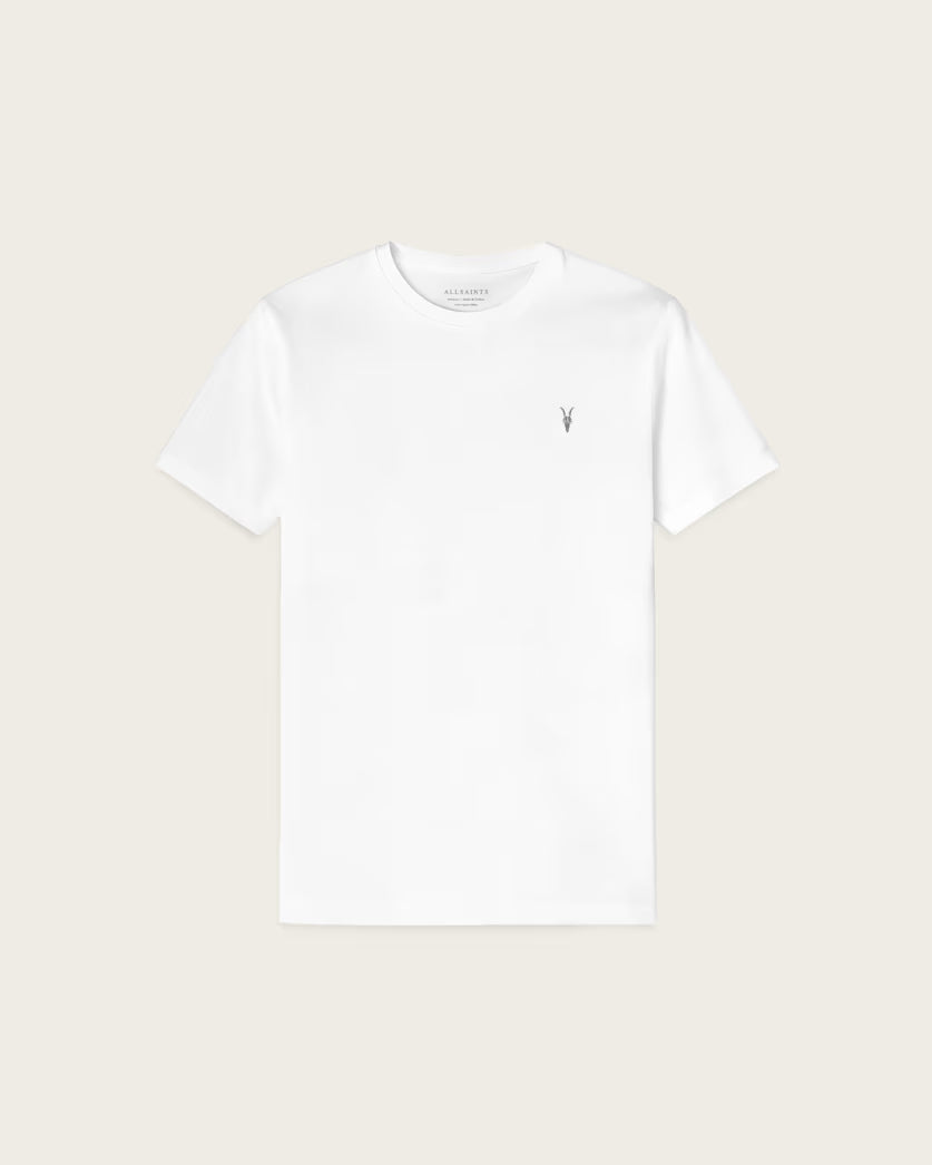 Allsaints T-Shirt Mens White Tonic Crew Neck Slim Ramskull
