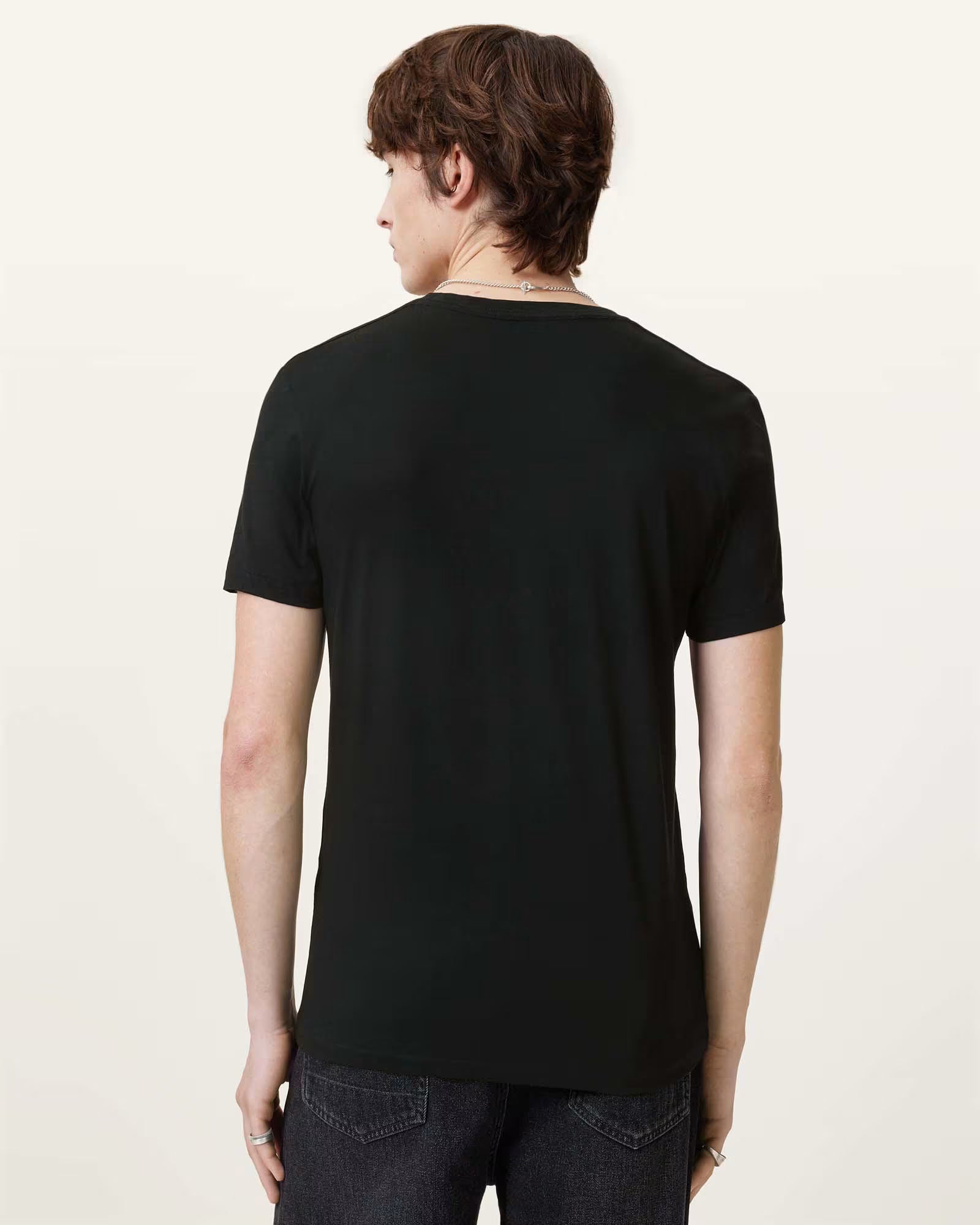 Allsaints T-Shirt Mens Jet Black Tonic Crew Neck Slim