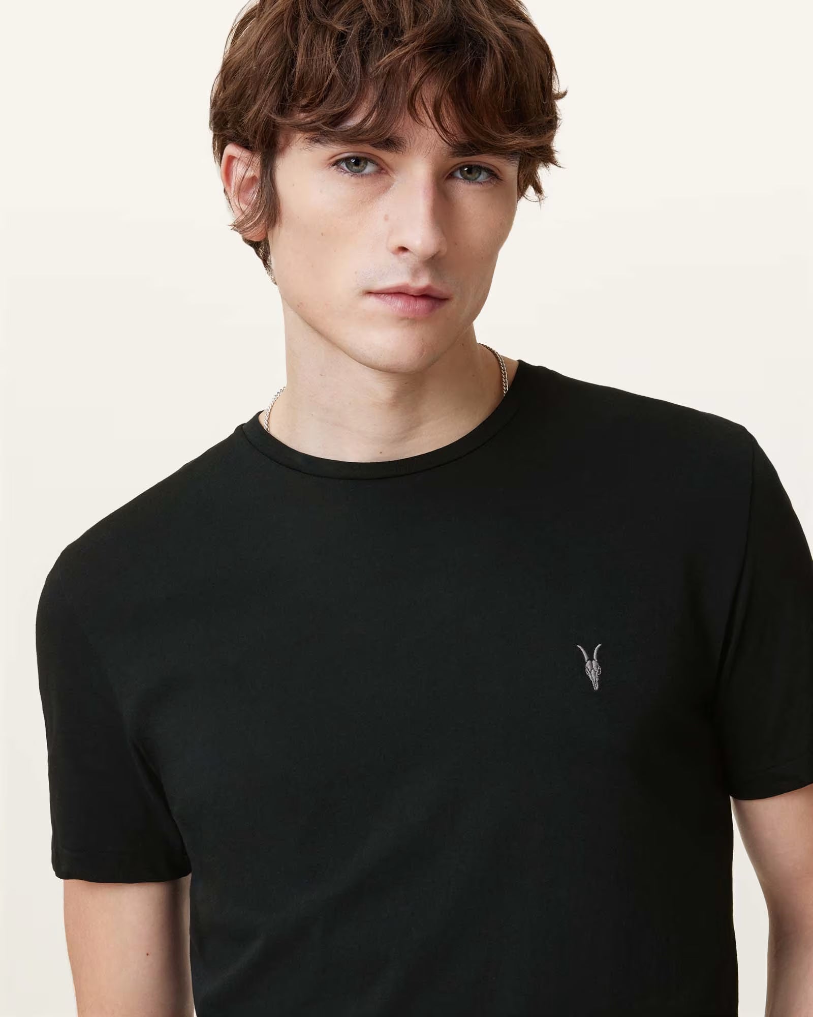 Allsaints T-Shirt Mens Jet Black Tonic Crew Neck Slim