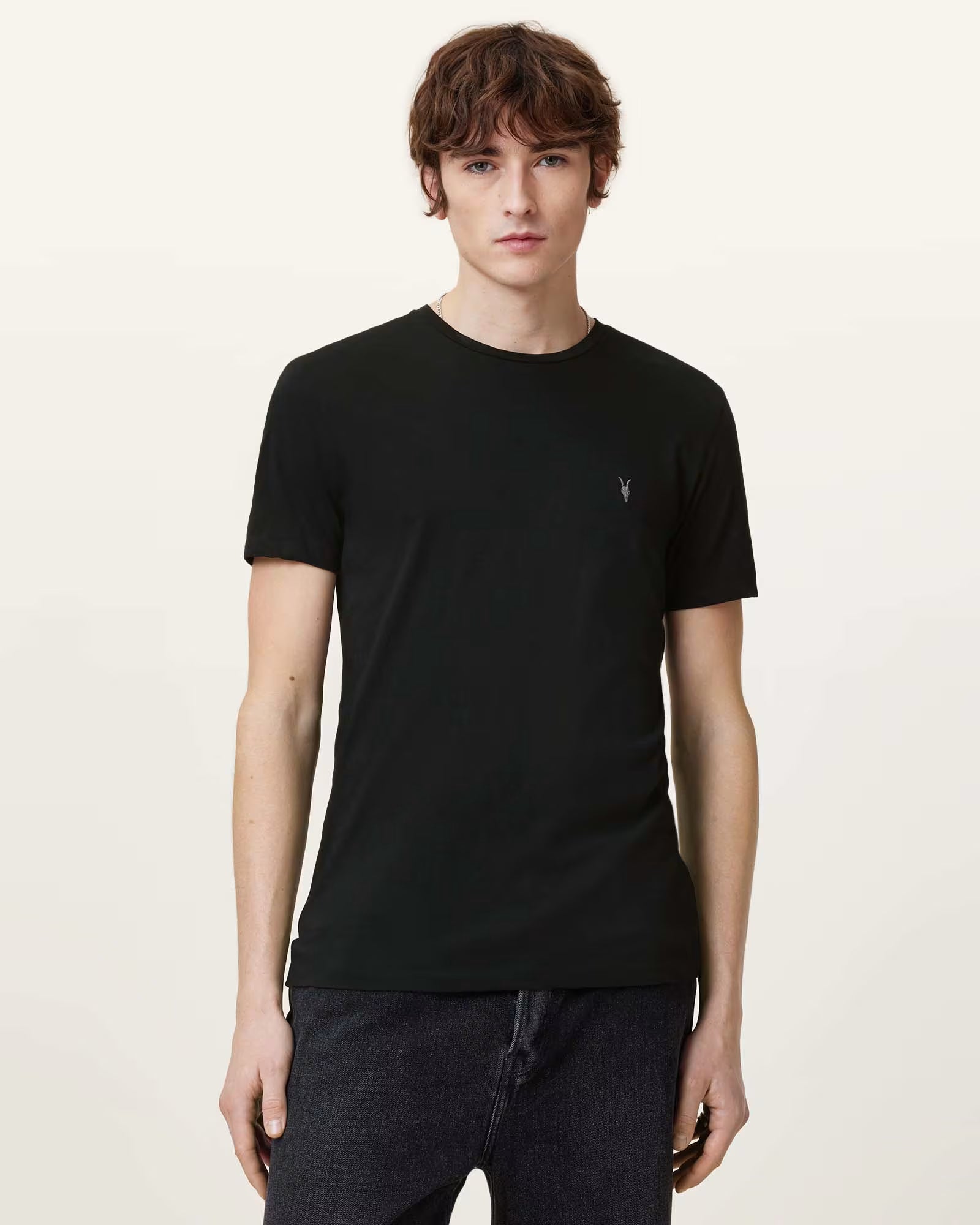 Allsaints T-Shirt Mens Jet Black Tonic Crew Neck Slim