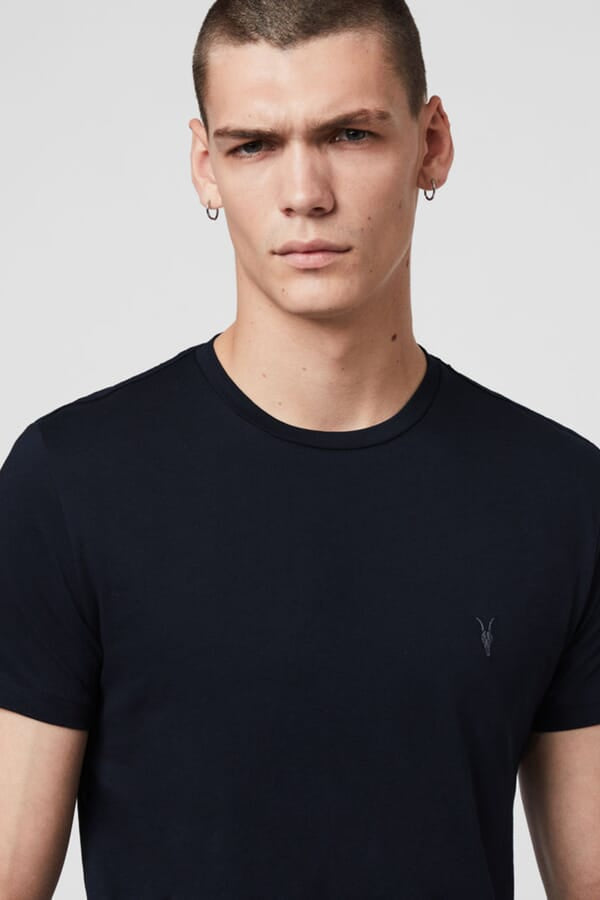 Allsaints T-Shirt Mens Navy Tonic Crew Neck Slim Ramskull