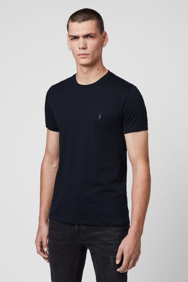 Allsaints T-Shirt Mens Navy Tonic Crew Neck Slim Ramskull