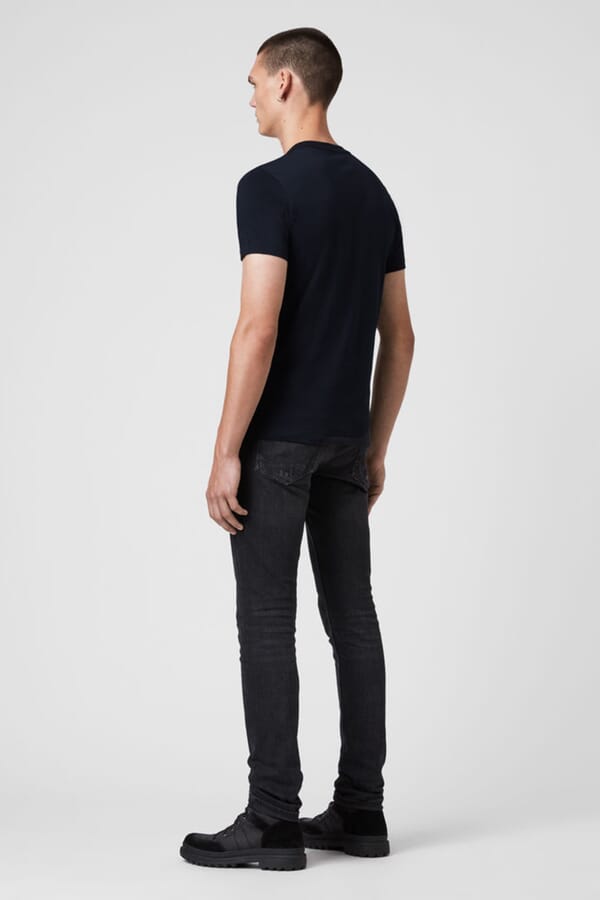 Allsaints T-Shirt Mens Navy Tonic Crew Neck Slim Ramskull