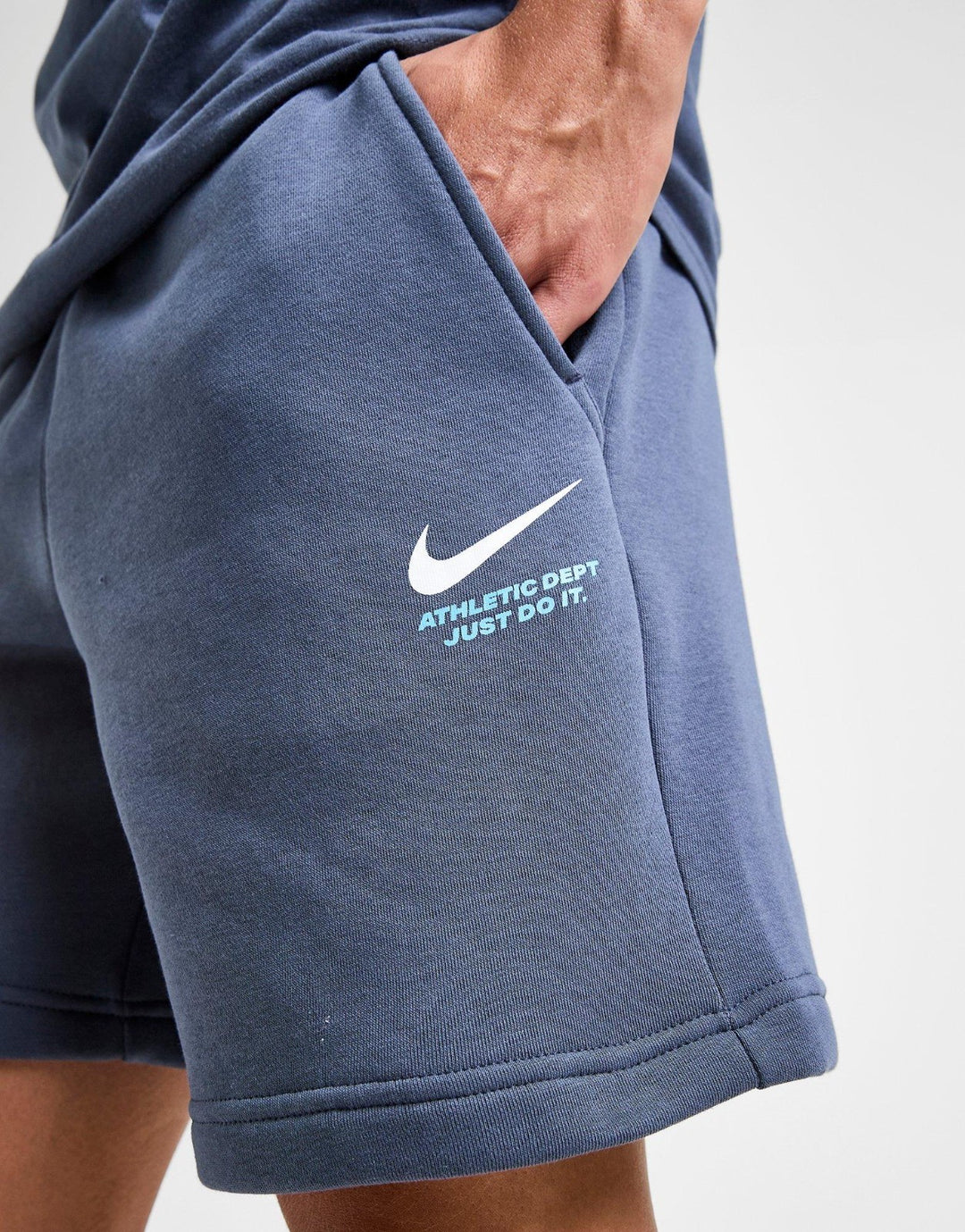 Nike Athletic Shorts Set Mens Blue Fleece Athletic Short Sleeve Tee