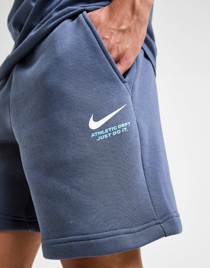 Nike Athletic Shorts Set Mens Blue Fleece Athletic Short Sleeve Tee