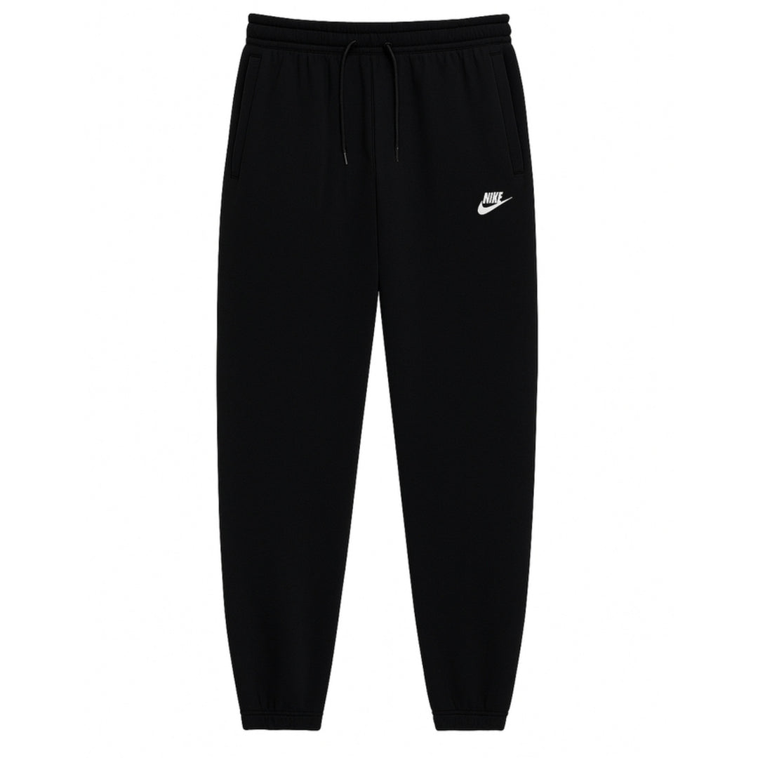 Nike Joggers Mens Black Club Embroidered Logo Brushed Fleece Tapered Leg Trouser