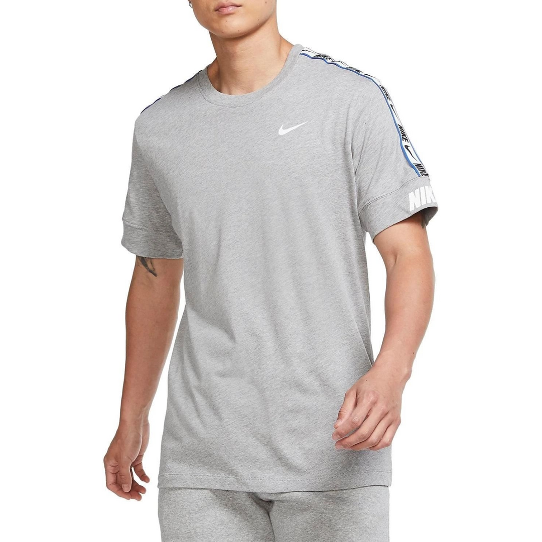 Nike T Shirt Mens Grey Sportswear Repeat Cotton Short Sleeve Crew Neck Pullover