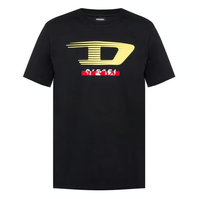 Diesel T-Shirt Mens Black T-Just-Y4 D Logo Short Sleeve Streetwear
