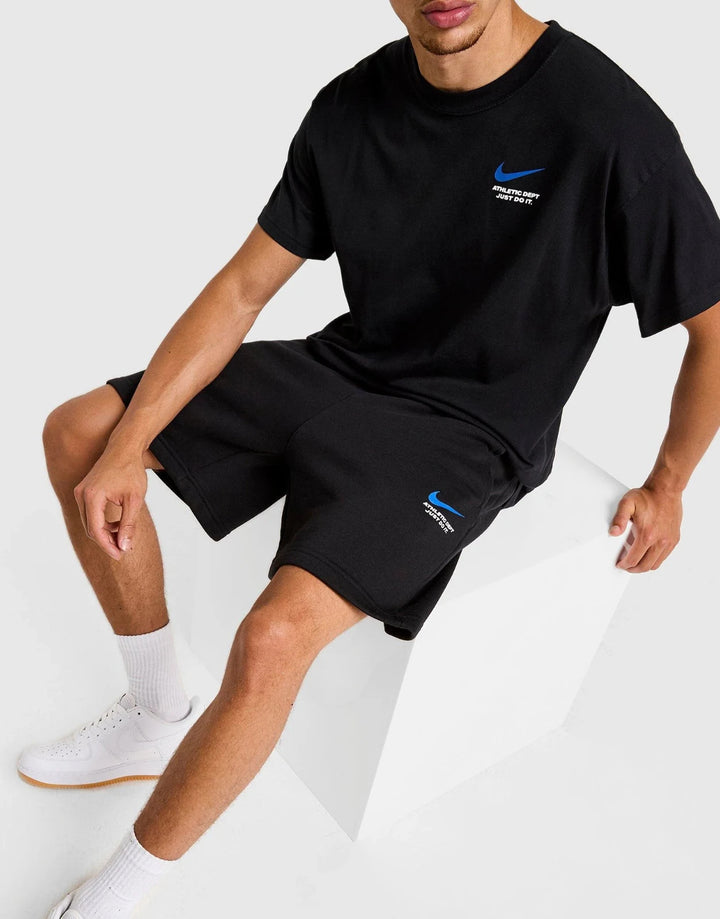 Nike Athletic Shorts Set Mens Black Fleece Short Sleeve Tee