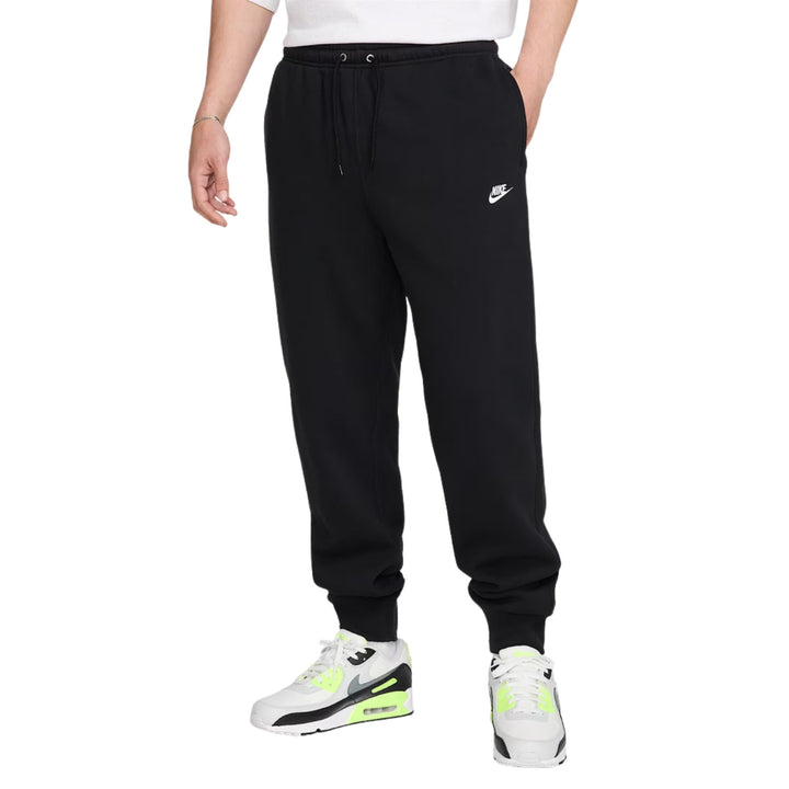 Nike Joggers Mens Black Club Embroidered Logo Brushed Fleece Tapered Leg Trouser