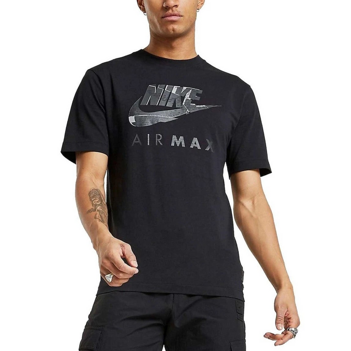 Nike T Shirt Mens Black Sportswear Air Max Graphic Print Cotton Short Sleeve Tee
