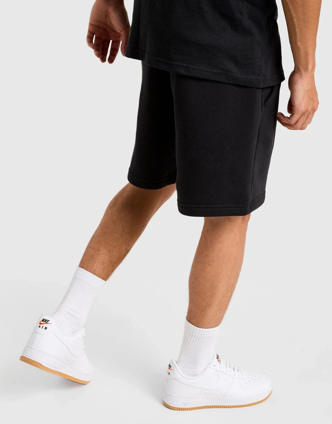Nike Athletic Shorts Set Mens Black Fleece Short Sleeve Tee