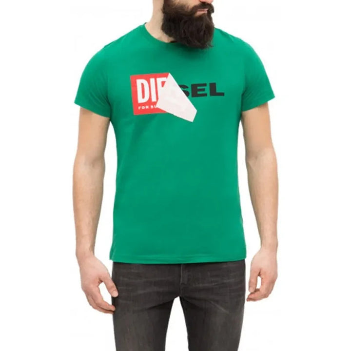 Diesel T-Shirt Men Green T-Diego-QA Graphic Short Sleeve Tee