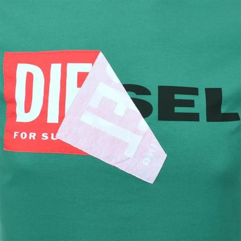 Diesel T-Shirt Men Green T-Diego-QA Graphic Short Sleeve Tee