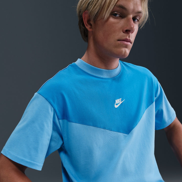 Nike T-Shirt Men Blue Tech Sportswear Midweight Relaxed Crew Neck