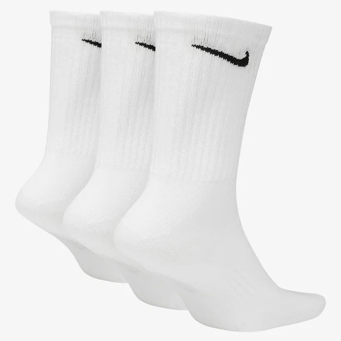 Nike Crew Socks Everyday Lightweight Training Unisex White Sweat Wicking 3-Pairs