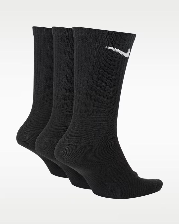 Nike Everyday Lightweight Crew Socks Unisex Large Black Sweat Wicking (3-Pairs)