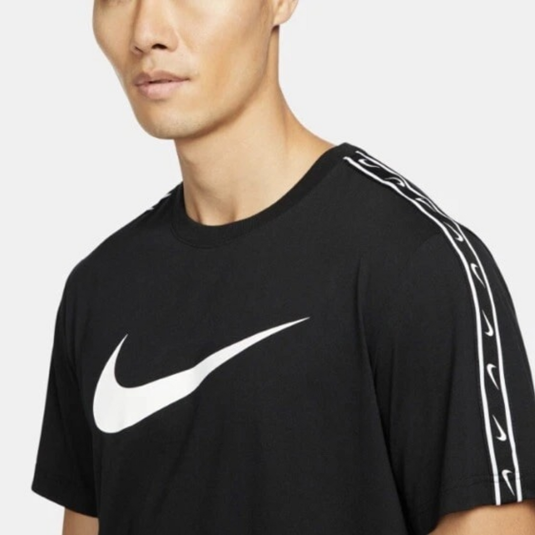 Nike T Shirt Mens Black Sportswear Repeat Swoosh Cotton Short Sleeve Pullover