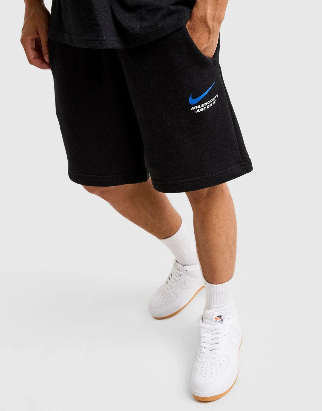 Nike Athletic Shorts Set Mens Black Fleece Short Sleeve Tee