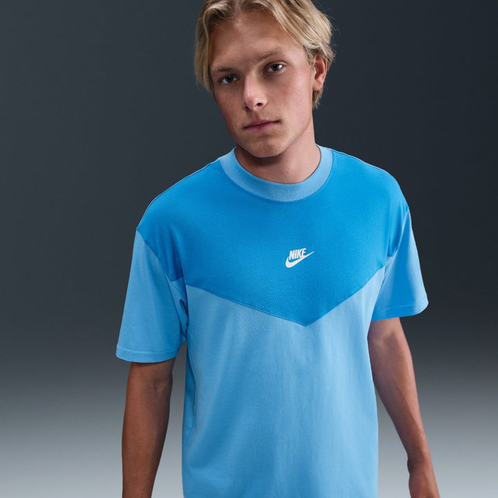 Nike T-Shirt Men Blue Tech Sportswear Midweight Relaxed Crew Neck