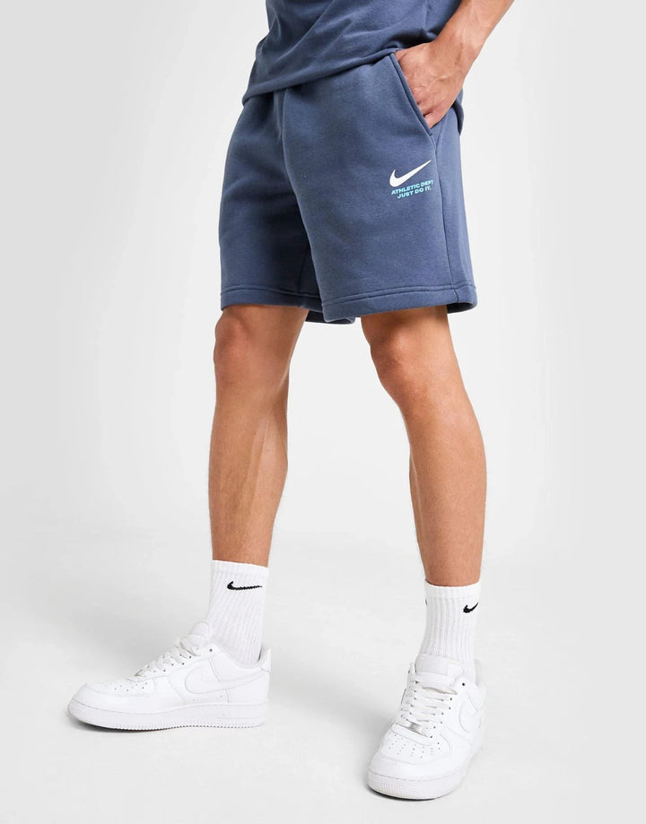 Nike Athletic Shorts Set Mens Blue Fleece Athletic Short Sleeve Tee