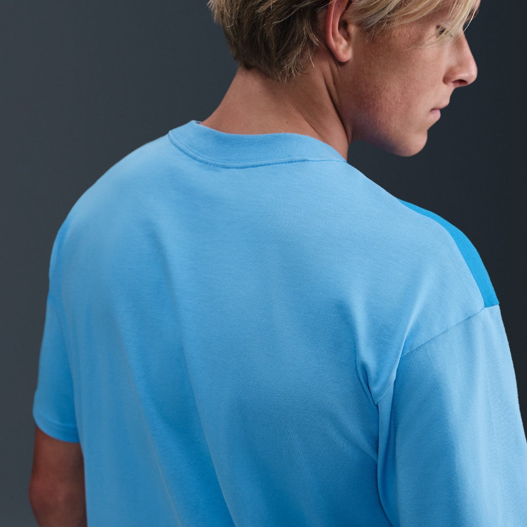 Nike T-Shirt Men Blue Tech Sportswear Midweight Relaxed Crew Neck