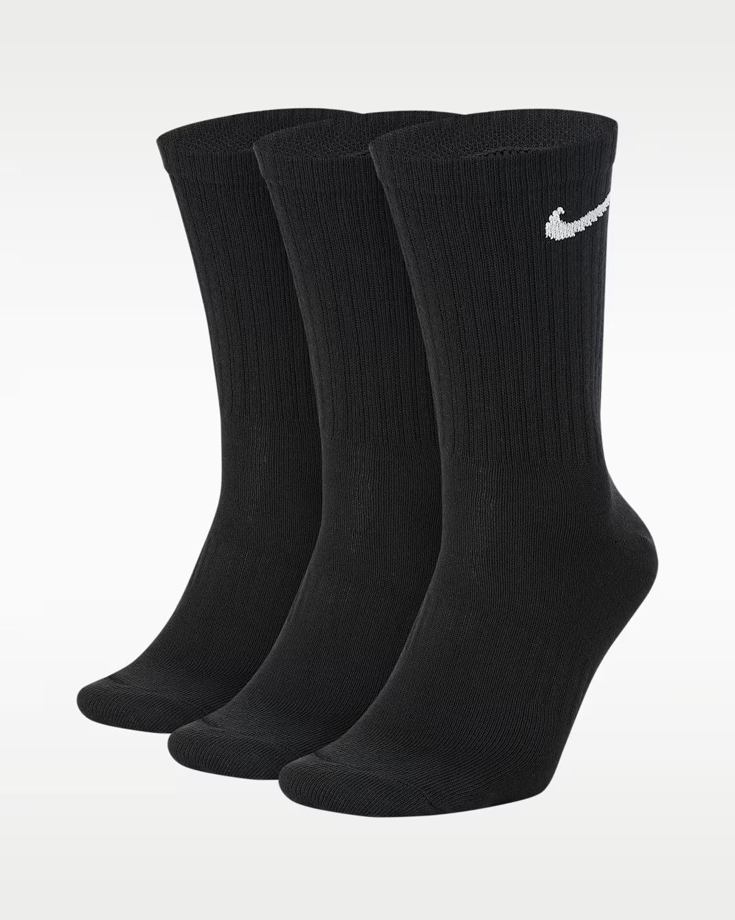 Nike Everyday Lightweight Crew Socks Unisex Large Black Sweat Wicking (3-Pairs)