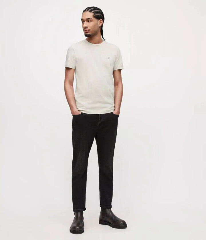 Allsaints T-Shirt Mens Seashell Grey Tonic Crew Neck Slim