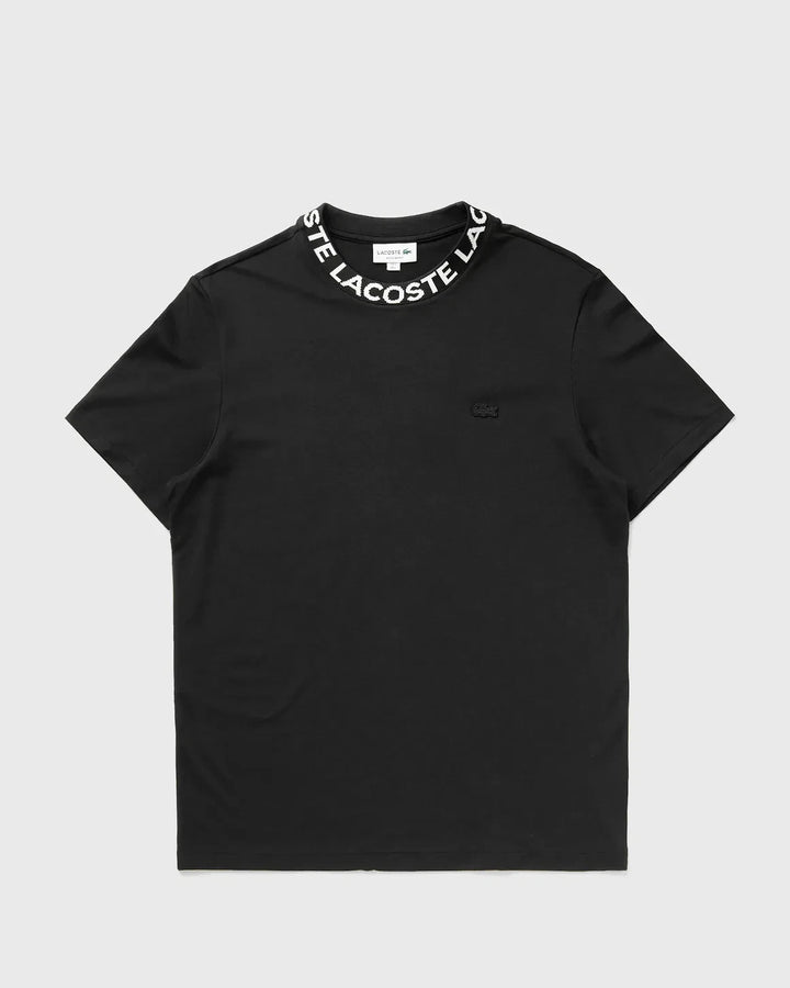 Lacoste Jacquard Branded Men's Black Pique Neck T Shirt