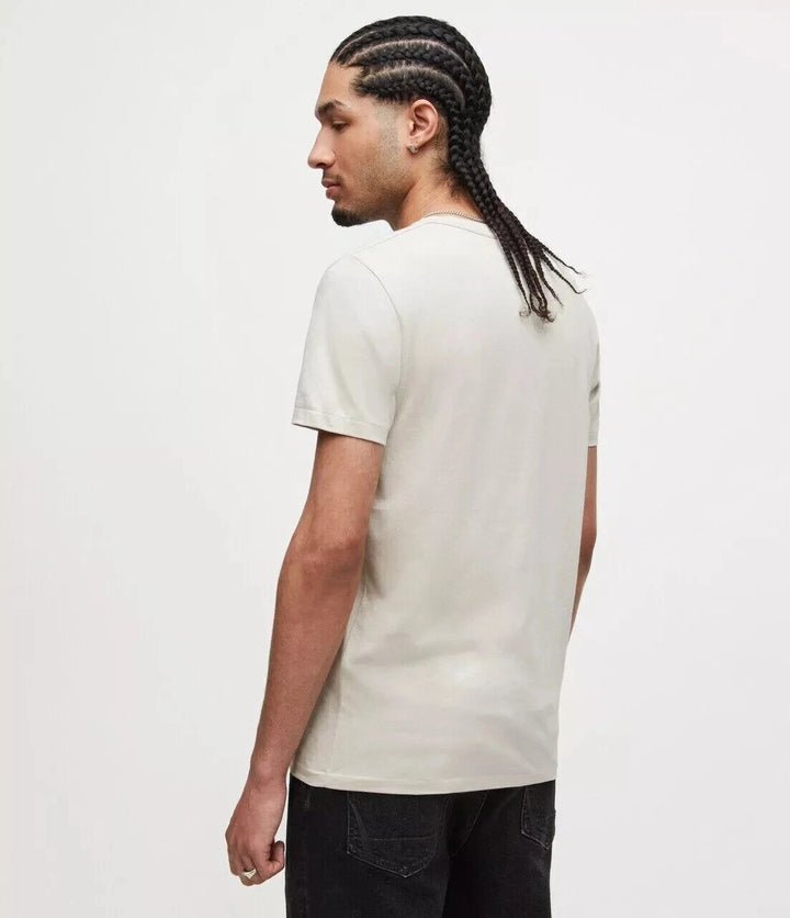 Allsaints T-Shirt Mens Seashell Grey Tonic Crew Neck Slim