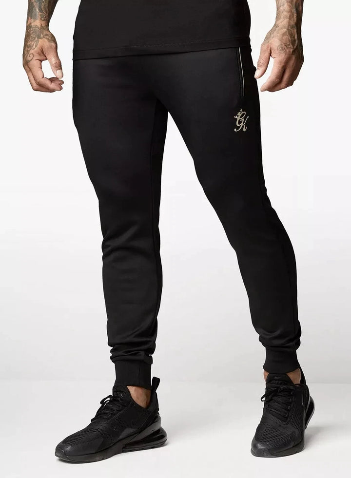 Gym King Men's Black Gold Reflective Tracksuit Hoodie Joggers