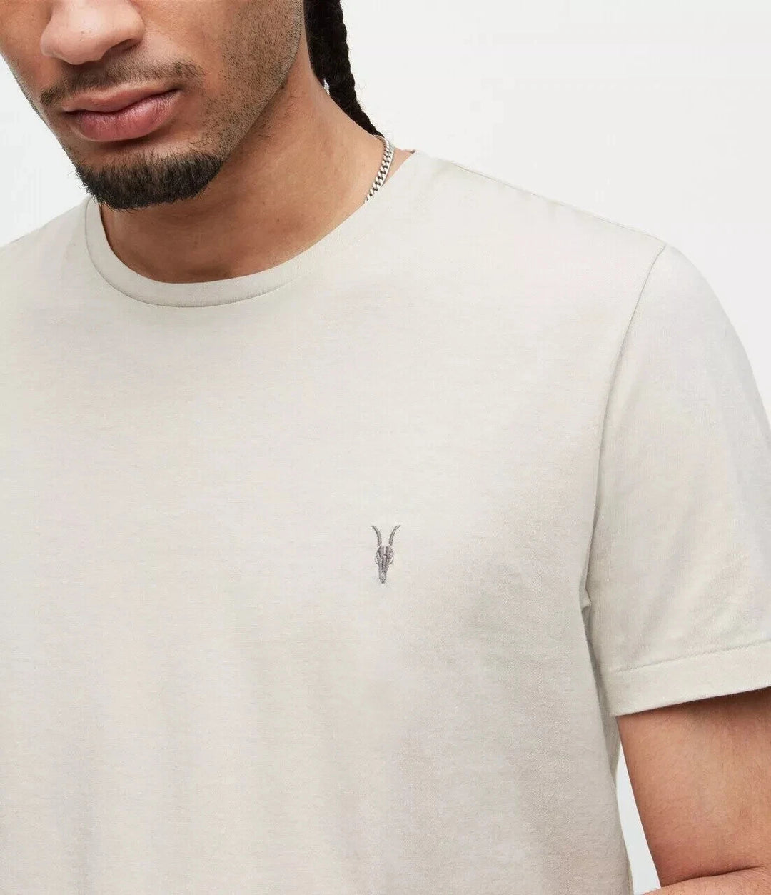Allsaints T-Shirt Mens Seashell Grey Tonic Crew Neck Slim