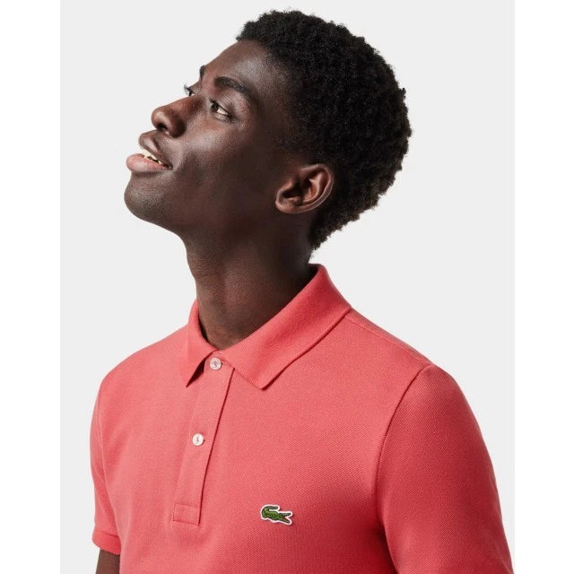 Lacoste Men's Red Branded Pima Neck Polo Shirt