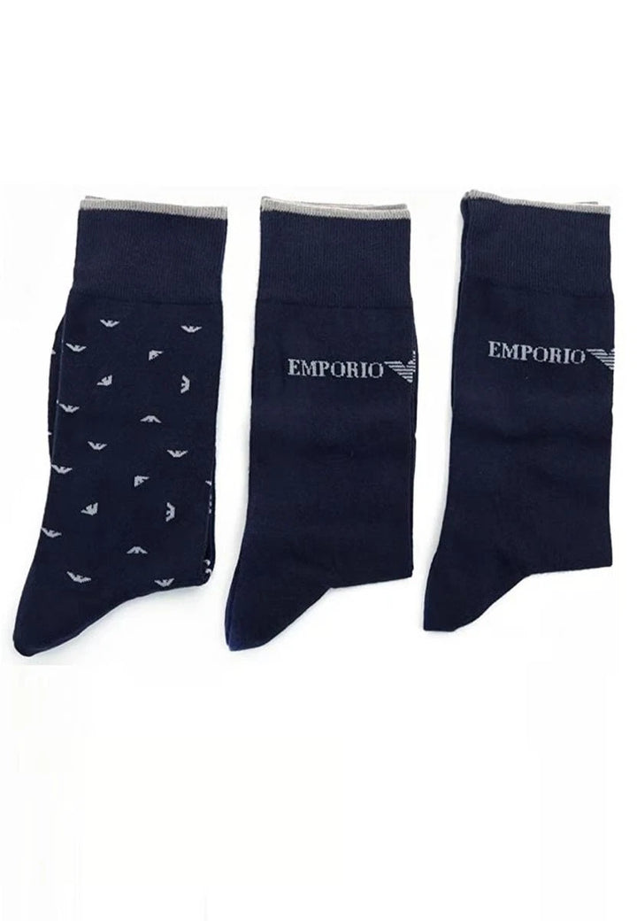 Emporio Armani Men's Navy 3-Pair Casual Socks