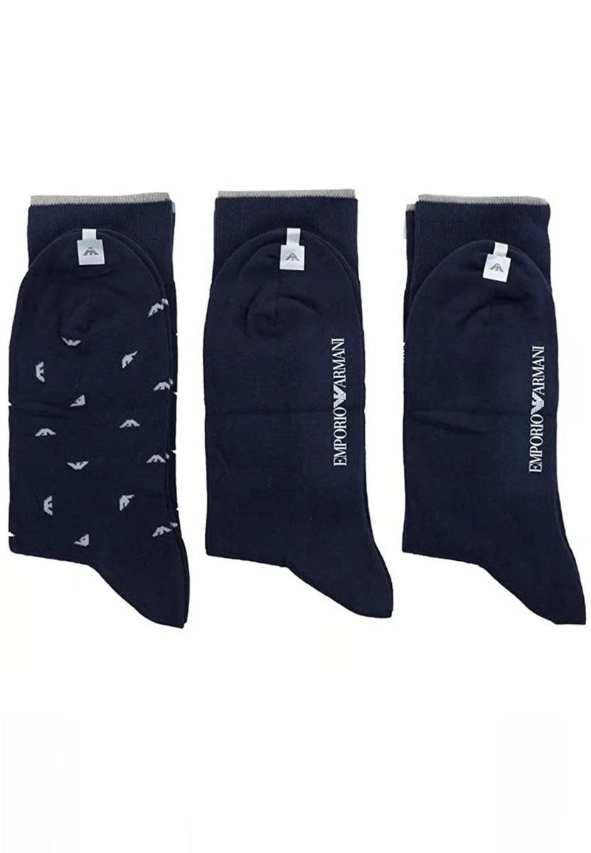 Emporio Armani Men's Navy 3-Pair Casual Socks