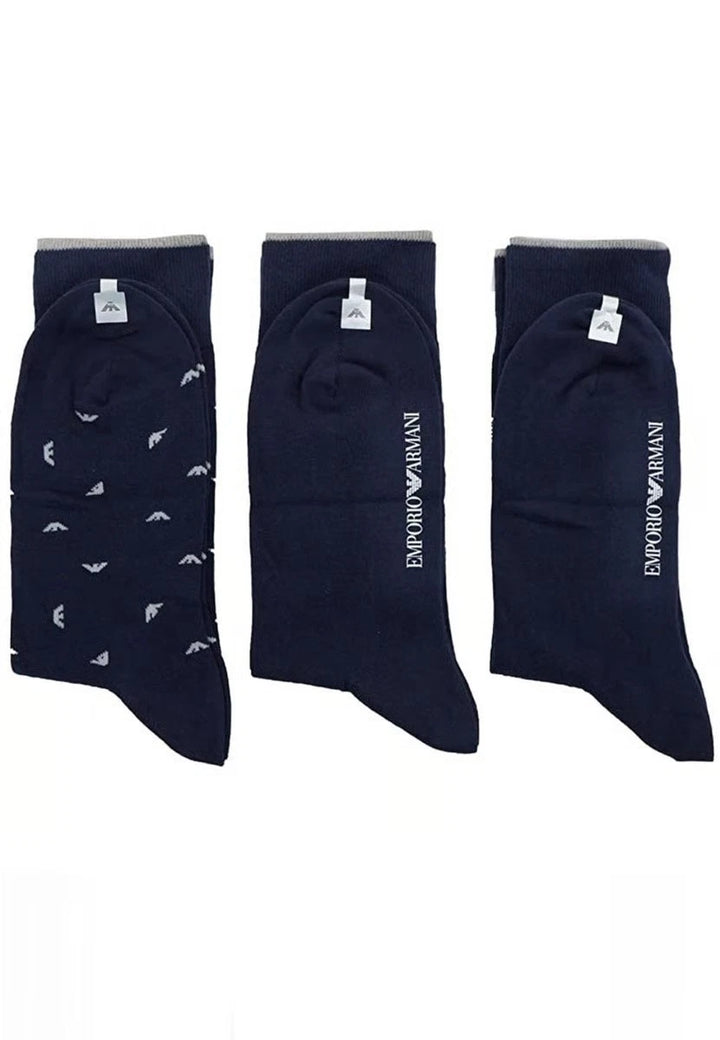 Emporio Armani Men's Navy 3-Pair Casual Socks