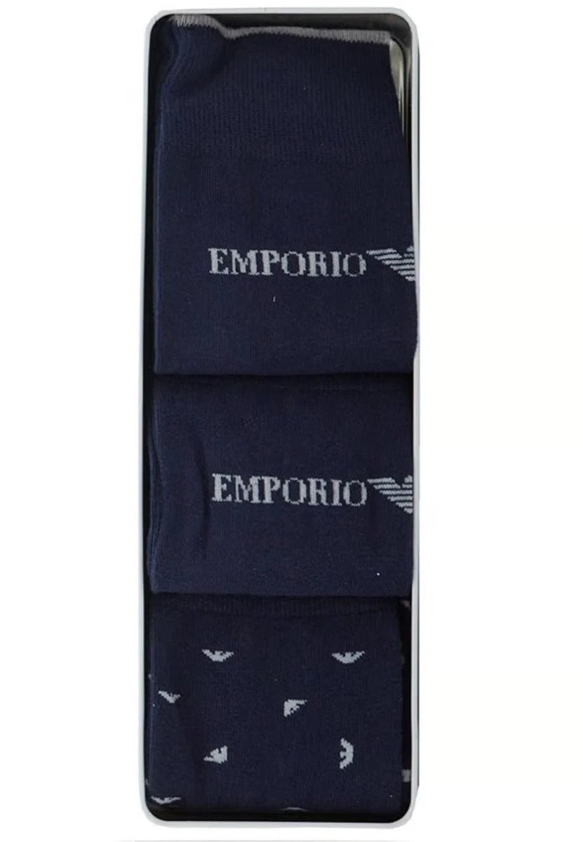 Emporio Armani Men's Navy 3-Pair Casual Socks