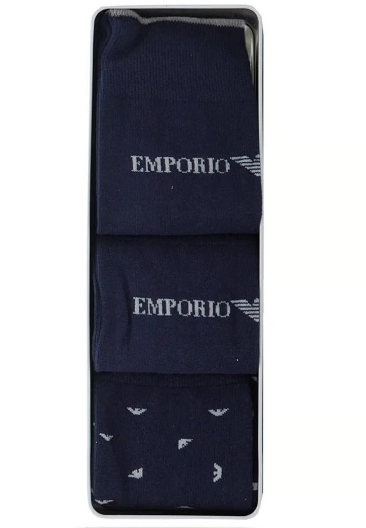 Emporio Armani Men's Navy 3-Pair Casual Socks