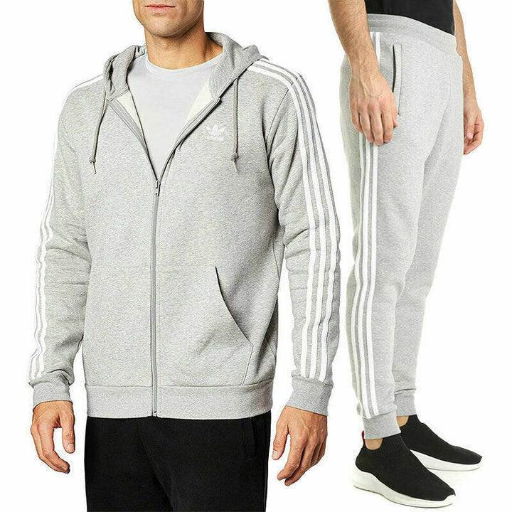 Adidas Stripe Tracksuit Grey